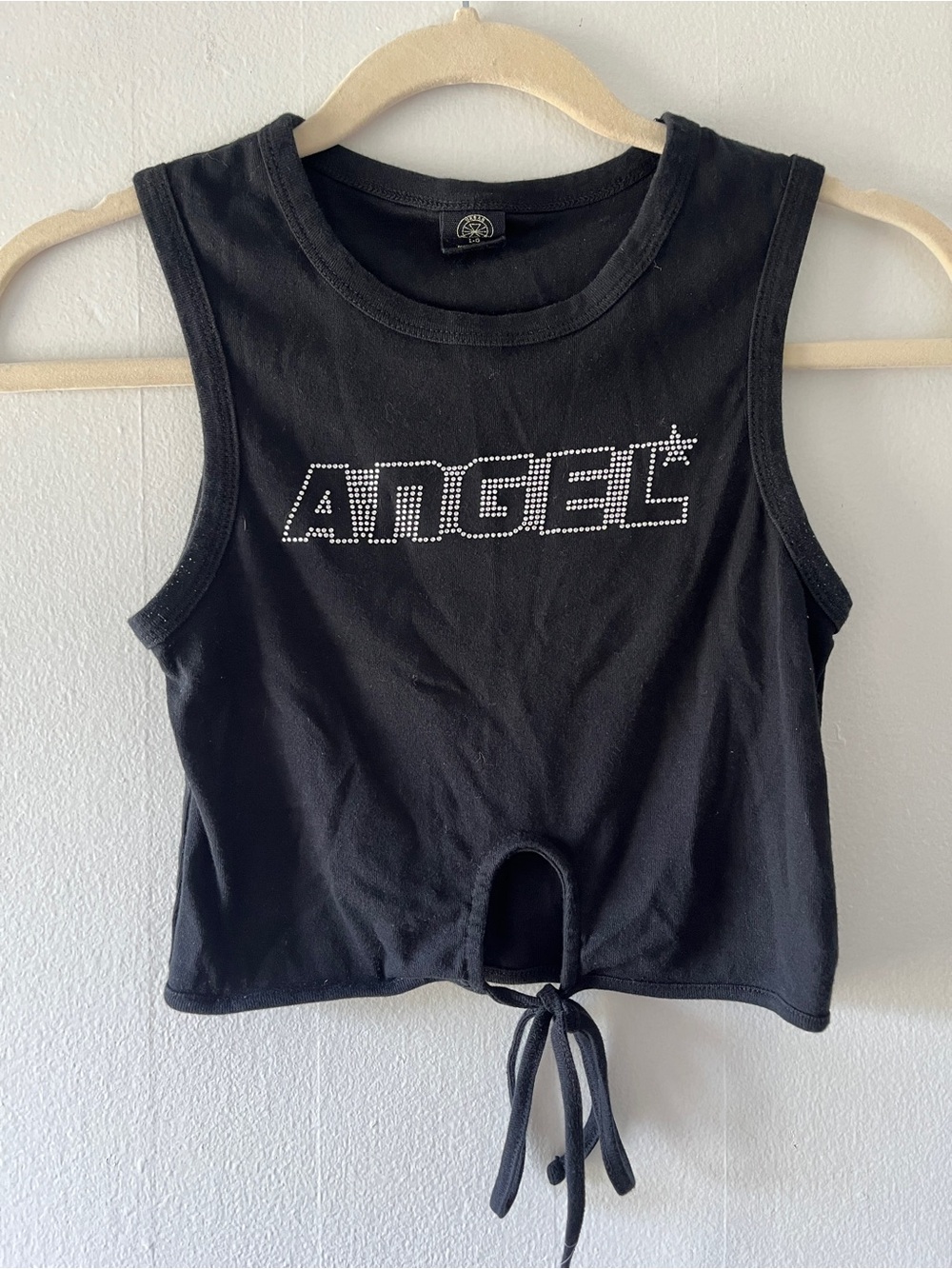 Urban Outfitters Black Tank Top with Rhinestone "ANGEL"